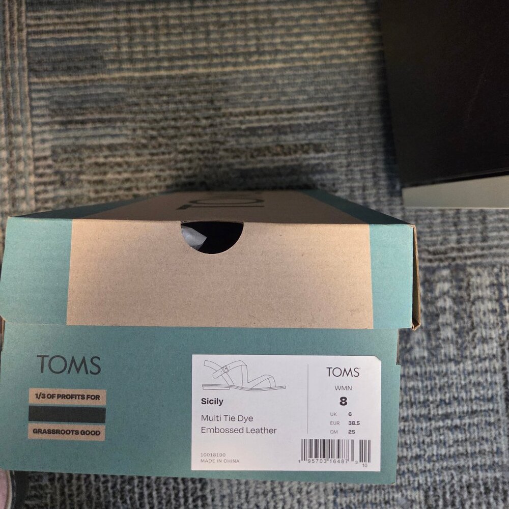 Tom's Sicily Slingback Multi Tie Dye Sandals in Women's Size 8. Colorful… - Picture 7 of 10
